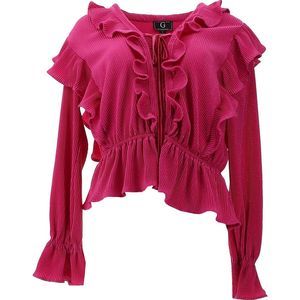 G Giuliana Black Label Metallic Crinkle-Knit Ruffle Top 720-013
